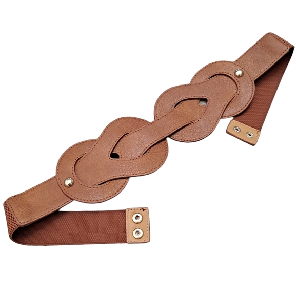 Western Brown Wide Waist Belt  Faux Leather Braided Corset stretch Festival - Picture 10 of 13